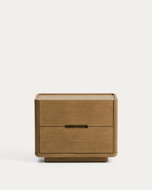 Arelida bedside table made of oak veneer and solid oak wood with light brown finish 65 x 50 cm FSC Mix Credit