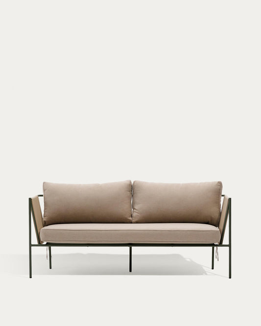Zivia outdoor 2-seater sofa in ecru rope cord and green galvanised steel 178cm