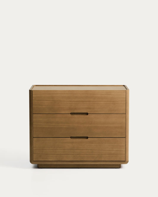Arelida chest of drawers made of oak veneer and solid oak wood with light brown finish 100 x 80 cm FSC Mix Credit