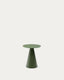 Wilshire side table with frosted tempered glass and matt green painted steel finish Ø35cm
