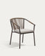Xelida stackable outdoor chair in aluminium and brown cord