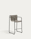 Maurina stool in green galvanised steel and ecru and grey rope cord 64,5cm