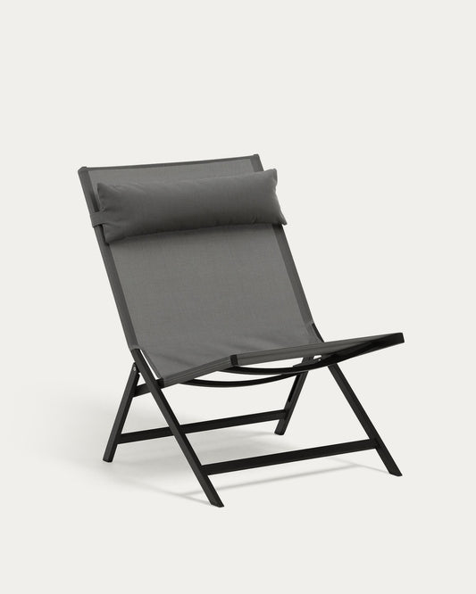 Canutells folding armchair made of aluminum with dark grey finish