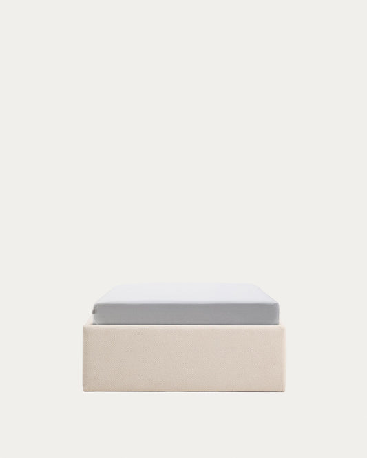 Nelzi ecru chenille side-opening ottoman bed base with removable cover for 90 x 200cm mattress FSC 100%