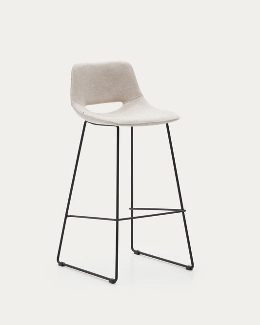 Zahara beige stool with steel in a black finish, height 76 cm FSC 100%
