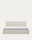Nahiri beige chenille lift-up storage bed for a 180 x 200 cm mattress