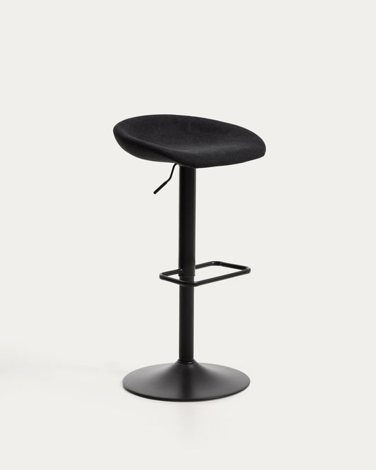 Danua stool in black chenille and matte black steel 68-89cm FSC 100%