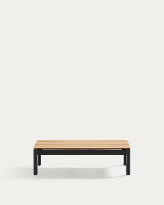 Sorells coffee table in gray aluminum and teak wood 52,4 x 91 cm FSC 100%