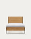 Taiana oak wood veneer bed with steel legs in a black finish, 90 x 190 cm