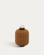 Saranella portable table lamp in brown faux rattan