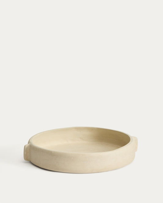 Mireni papier-mâché centrepiece beige Ø 31 cm