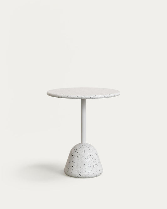 Saura Table in white terrazzo with a white terrazzo top, 75 x Ø70