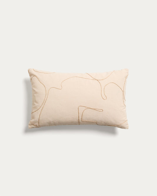 Dibel ecru cotton cushion cover with beige embroidery detail 30 x 50cm