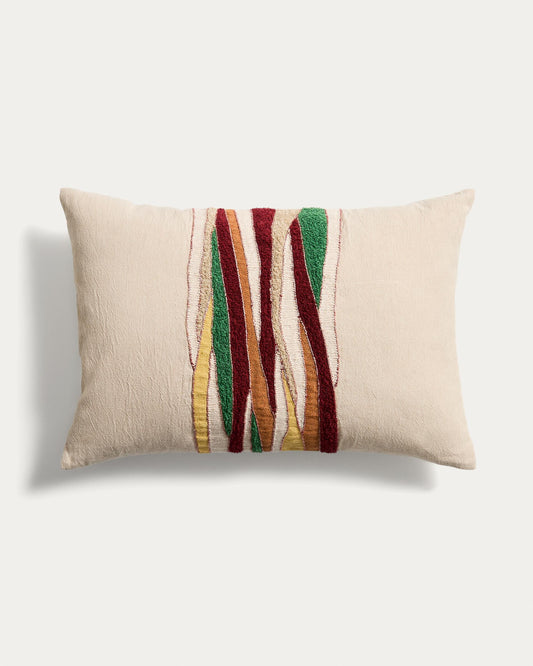 Sirea cotton cushion cover with multicoloured embroidered detail 40 x 60 cm