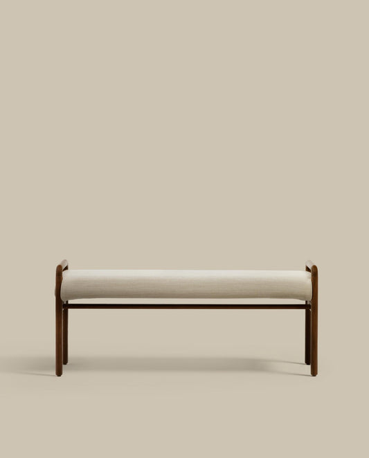 Macaret bench with removable cover solid oak wood with walnut finish 120 cm FSC Mix Credit