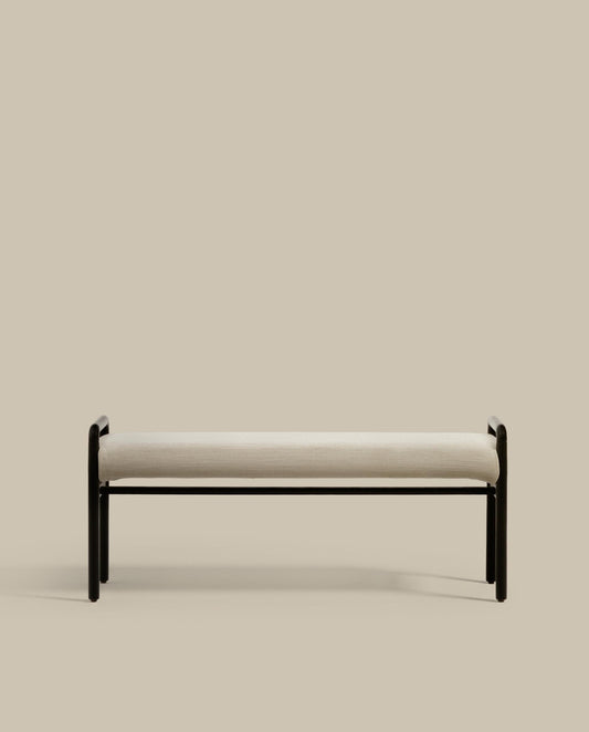 Macaret bench with removable cover solid oak wood with black finish 120 cm FSC Mix Credit