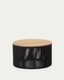 Dandara coffee table made of steel, black cord and solid acacia wood, Ø70 cm FSC 100%
