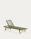 Dandara sun lounger in steel, green rope and legs in solid FSC 100% acacia wood