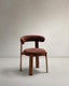 Granite fire-retardant chair in brown chenille and solid ash wood with walnut-coloured finish FSC 100%