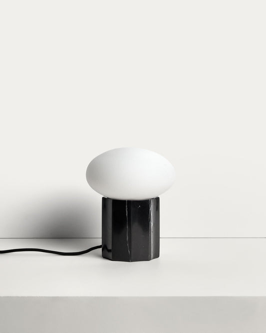 Idela table lamp in smoked glass and black marble Ø15 cm