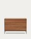 Vedrana 3 drawer chest of drawers in walnut veneer with black steel legs, 110 x 75 cm