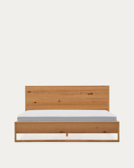 Alguema bed in oak veneer with natural finish for 180 x 200cm mattress