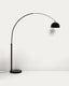 Madali floor lamp in steel with glossy black finish and black marble