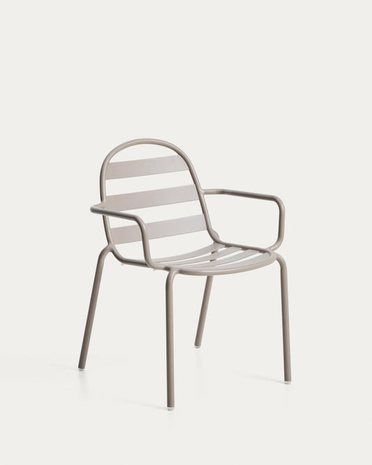 Joncols stackable outdoor chair in aluminium with taupe painted finish
