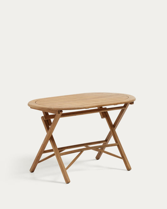 Dandara folding table in solid acacia wood natural finish, Ø 120 x 60 cm FSC 100%