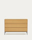 Vedrana 3 drawer chest of drawers in oak veneer with black steel legs, 110 x 75 cm