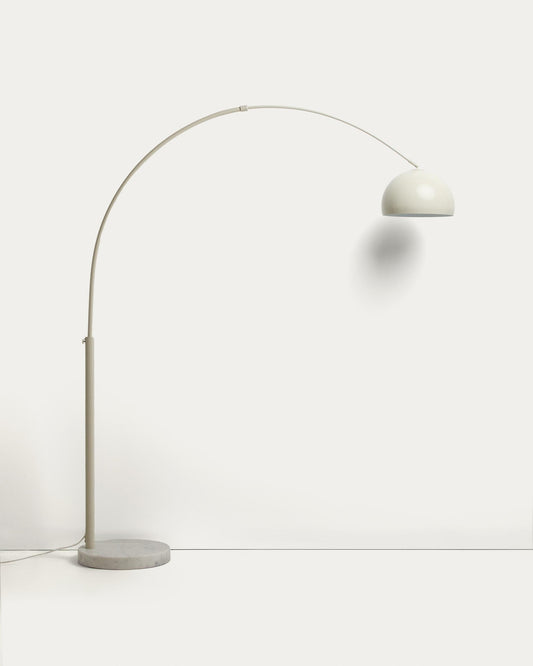 Madali floor lamp in steel with white finish and white marble