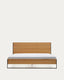 Taiana oak wood veneer bed with steel legs in a black finish, 160 x 200 cm