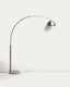 Madali floor lamp in steel with brushed silver finish and white marble