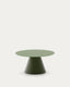 Wilshire coffee table with frosted tempered glass and matt green painted steel finish Ø80cm