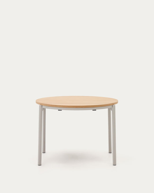 Montuiri round extendable table in oak veneer and with steel legs in a grey finish,  Ø90(170) cm