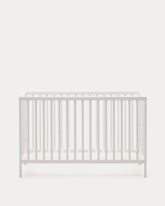 Shantal solid ash wood cot in white finish, 60 x 120 cm