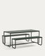 Sotil Set of 2 Benches and Galvanized Steel Table with Green Finish 183 x 83 cm