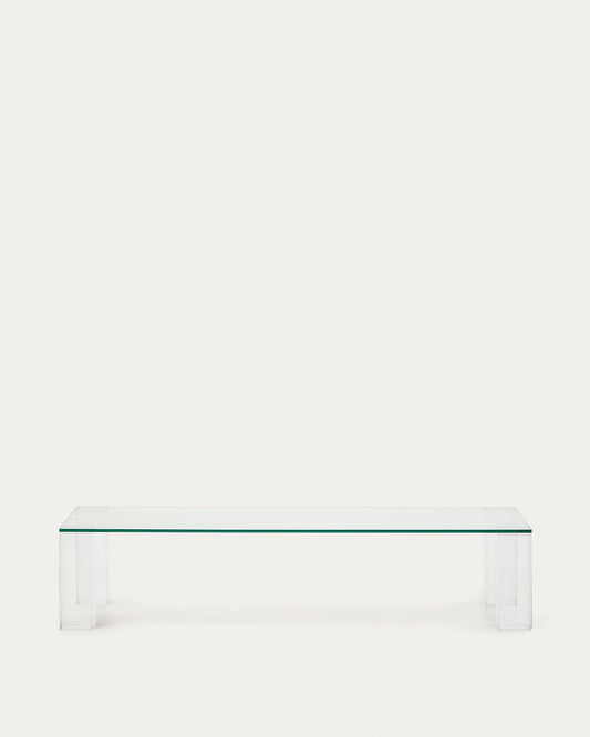 Adularia transparent, tempered-glass coffee table, 140 x 60 cm
