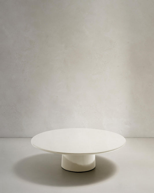 Albanella coffee table in cement with glossy white finish Ø110cm