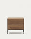 Vedrana bedside table, 2 walnut veneer drawers, and black steel legs, 60 x 55 cm