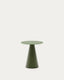 Wilshire side table with frosted tempered glass and matt green painted steel finish Ø50cm