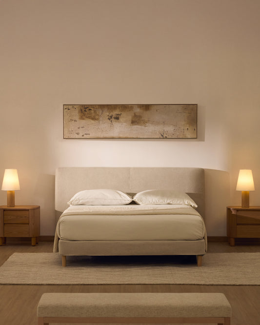 Blok ecru headboard with removable cover for bed up to 160cm