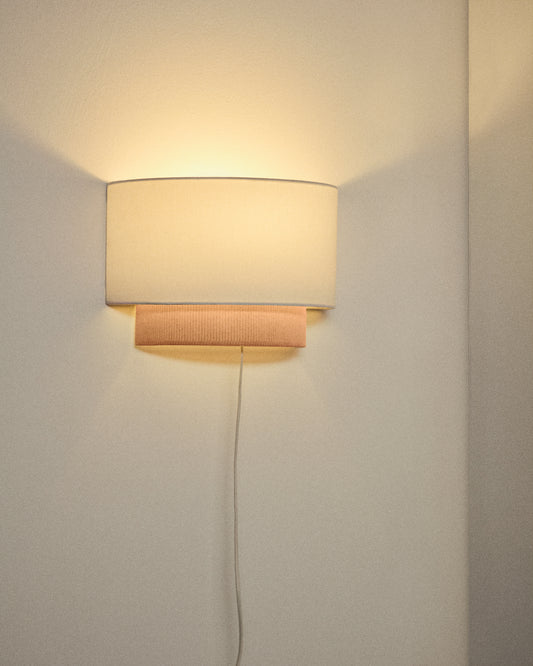 Bianella cotton and beige corduroy wall light Ø 40cm