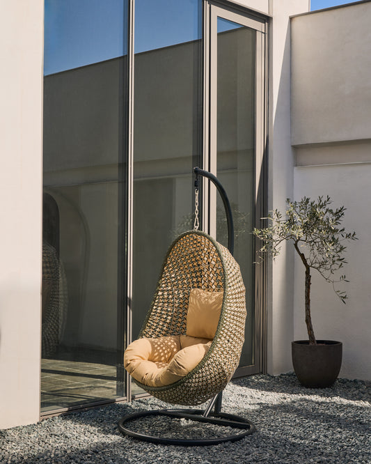 Cira multicolour hanging armchair with dark grey base