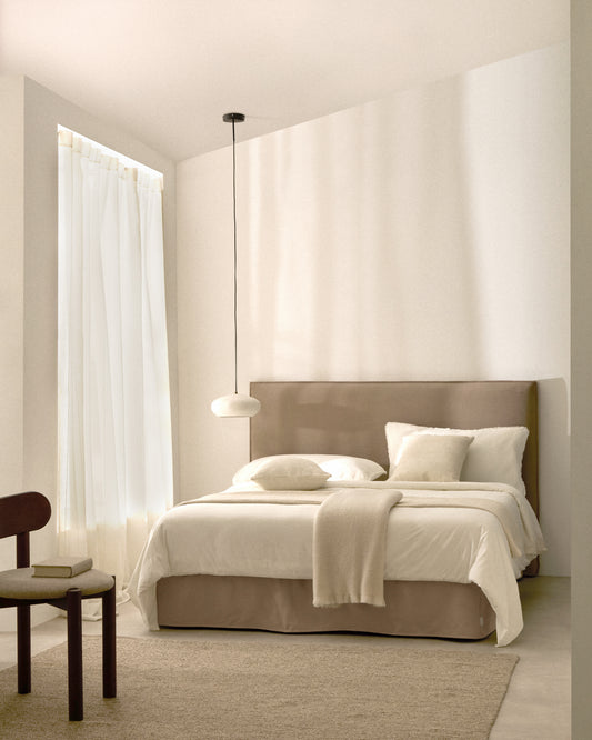 Jaira bed with removable linen and cotton cover in taupe for a 160 x 200 cm FSC Mix Credit mattress