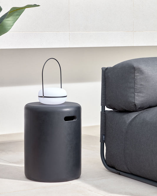 Taimi outdoor footrest made of concrete with black finish Ø 35 cm