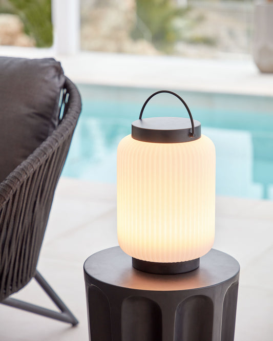 Verona outdoor table lamp in polythene and metal with black finish