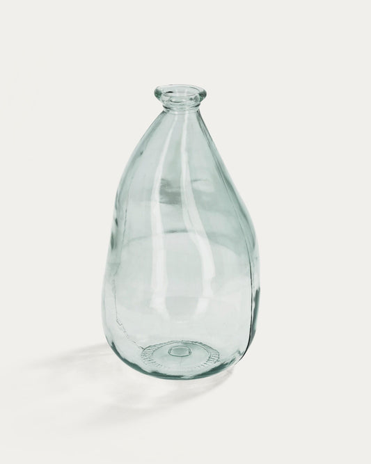 Brenna vase in 100% recycled transparent glass, 36 cm