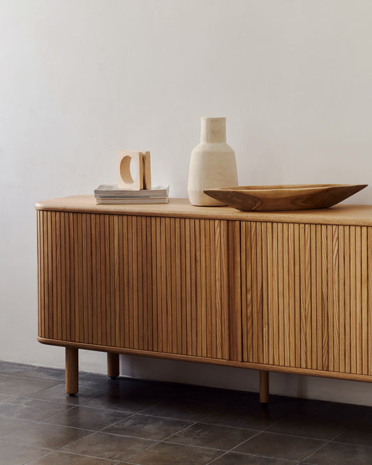 Mailen 2 door sideboard in ash veneer with a natural finish 180 x 75 cm