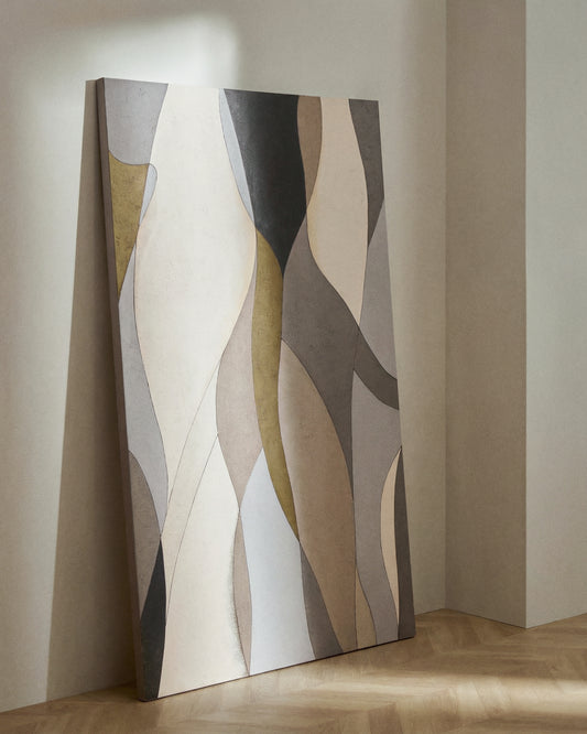 Marvilo grey and mustard abstract canvas 120 x 200cm